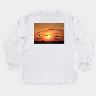 Kansas Sunset with Silhouette Kids Long Sleeve T-Shirt